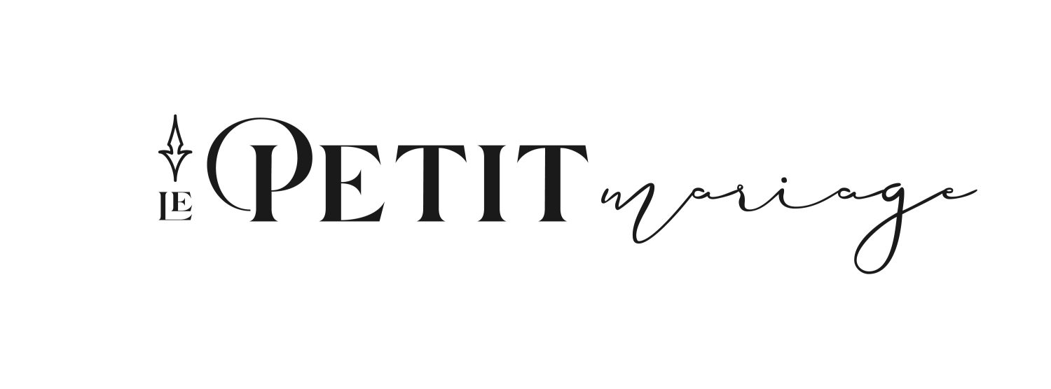 Stylized text logo: 'Le Petit Mariage' with decorative font elements.