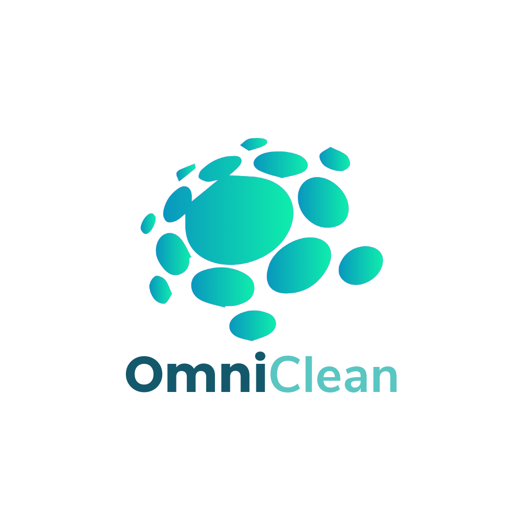 Logo with blue circular pattern and 'OmniClean' text below.